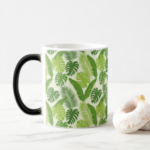 Tropische Blätter & Monstera Nahtloses Muster Verwandlungstasse