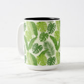 Tropische Blätter & Monstera Nahtloses Muster Zweifarbige Tasse (Vorderseite Links)