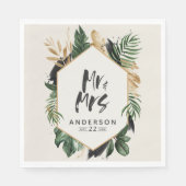 Tropische Blätter Mr. & Mrs. Serviette (Vorderseite)