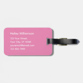 Tropische Blätter Muster Pink & Gray Monogramm Gepäckanhänger (Rückseite horizontal)