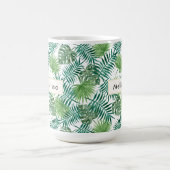 Tropische Blätter Muster und rosa Flamingo Custom Kaffeetasse (Mittel)