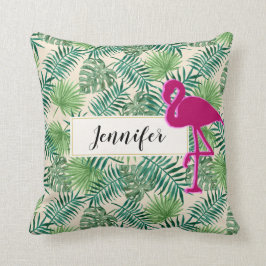 Tropische Blätter Muster und rosa Flamingo Custom Kissen