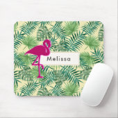 Tropische Blätter Muster und rosa Flamingo Custom Mousepad (Mit Mouse)
