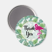 Tropische Blätter Muster und rosa Flamingo Danke Magnet (Vorderseite/Rückseite)