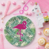 Tropische Blätter Muster und rosa Flamingo Pappteller (Party)