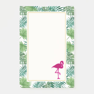 Tropische Blätter Muster und rosa Flamingo Post-it Klebezettel