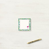 Tropische Blätter Muster und rosa Flamingo Post-it Klebezettel (Auf Schreibtisch)