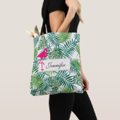Tropische Blätter Muster und rosa Flamingo Tasche (Von Nahem)
