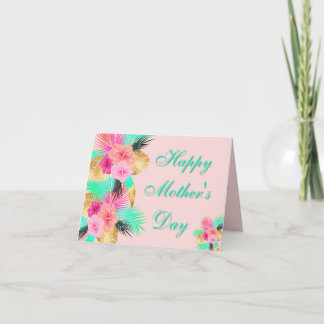 Tropische Blätter Muttertag Pastell Blumen Dankeskarte