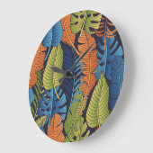 Tropische Blätter, nahtlose Blumenmuster. Große Wanduhr (Winkel)