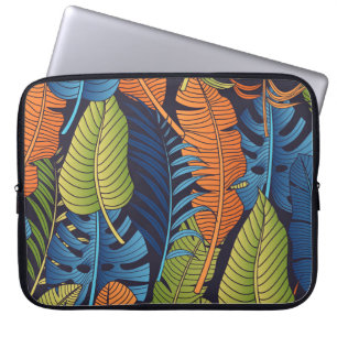Tropische Blätter, nahtlose Blumenmuster. Laptopschutzhülle