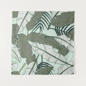 Tropische Blätter: Nahtloses Naturmuster. Wandteppich (Vorderseite (Horizontal))