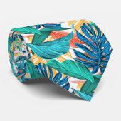 Tropische Blätter Neck Tie Krawatte (Gerollt)