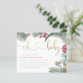 Tropische Blätter Oh Baby Gold Baby Dusche (Stehend Vorderseite)