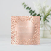 Tropische Blätter Palm Garden Blush Rose Kupfer Einladung (Stehend Vorderseite)