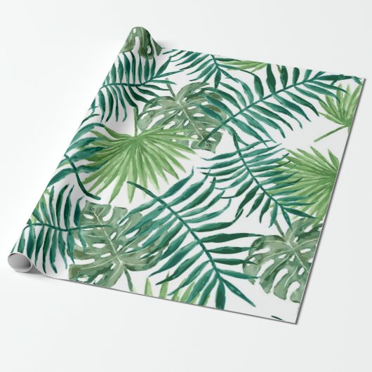 Tropische Blätter Palm Greenery Wrapping Paper Geschenkpapier (Ungerollt)