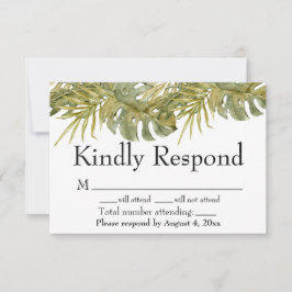 Tropische Blätter Palm Wedding RSVP Card Dankeskarte