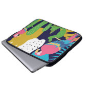 Tropische Blätter, Papageien: Sommerlicher Hinterg Laptopschutzhülle (Vorne Knopf)