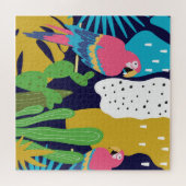 Tropische Blätter, Papageien: Sommerlicher Hinterg Puzzle (Horizontal)