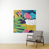 Tropische Blätter, Papageien: Sommerlicher Hinterg Wandteppich (Beispiel (Horizontal))