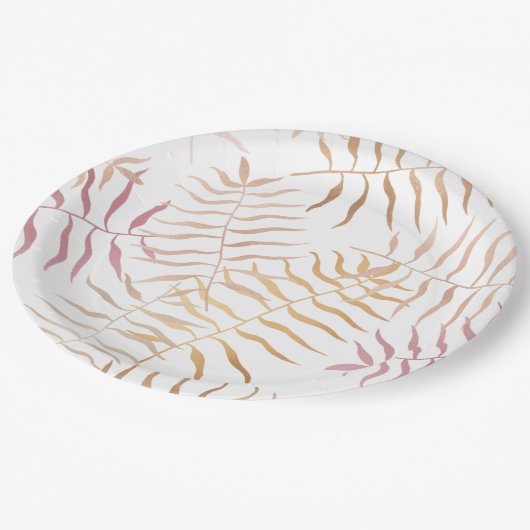 Tropische Blätter Pappteller (Schrägansicht)