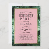 Tropische Blätter Party für moderne Altersversorgu Einladung (Vorderseite)