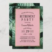 Tropische Blätter Party für moderne Altersversorgu Einladung (Vorne/Hinten)