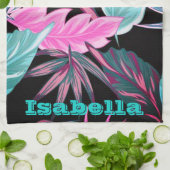 Tropische Blätter personalisiert Geschirrtuch (Gefaltet)