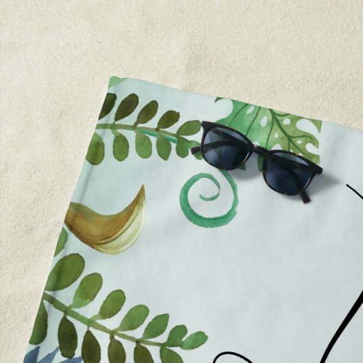 Tropische Blätter Personalisiert Nam Strandtuch (Beispiel)