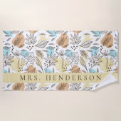 Tropische Blätter Personalisiert Strandtuch (Vorderseite)