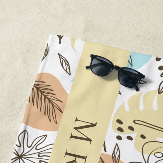 Tropische Blätter Personalisiert Strandtuch (Beispiel)
