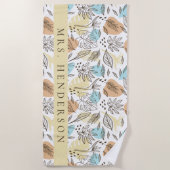 Tropische Blätter Personalisiert Strandtuch (Vorderseite)