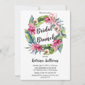 Tropische Blätter | Pink Bow Floral Bridal Brunch Einladung (Vorderseite)