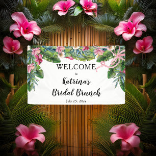 Tropische Blätter Pink Floral Bridal Brunch Banner