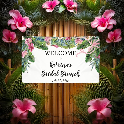 Tropische Blätter | Pink Floral Bridal Brunch Banner