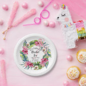 Tropische Blätter | Pink Floral Bridal Teedusche Pappteller (Party)
