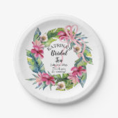 Tropische Blätter | Pink Floral Bridal Teedusche Pappteller (Vorderseite)