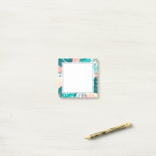 Tropische Blätter Post-it Klebezettel (Auf Schreibtisch)