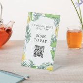 Tropische Blätter QR-Code scannen, um Pedestzeiche Sockelschild (In SItu)