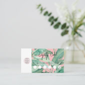 Tropische Blätter QR-Loyalität für Geschäftslogos Visitenkarte (Stehend Vorderseite)