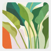 Tropische Blätter Quadratischer Aufkleber (Vorderseite)