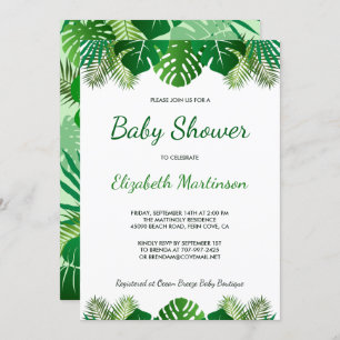 Tropische Blätter Rainforest Foliage Babydusche Einladung