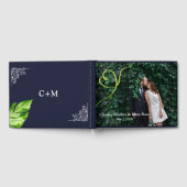 Tropische Blätter Retro Verheiratetes Foto Gästebu Gästebuch (Voll)