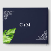 Tropische Blätter Retro Verheiratetes Foto Gästebu Gästebuch (Rückseite)