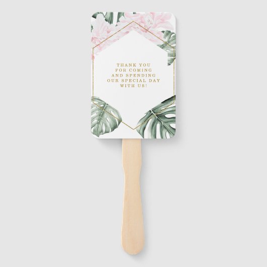 Tropische Blätter Rosa Bläsergoldene Hochzeit Viel Fächer (Rückseite)