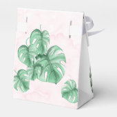 Tropische Blätter Rosa Blau Goldene Hochzeit Geschenkschachtel (Rückseite)