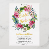 Tropische Blätter | Rosa Brautparty Folieneinladung (Vorderseite)