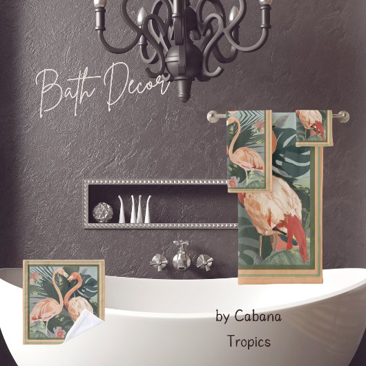 Tropische Blätter Rosa Flamingo Badhandtuch Set