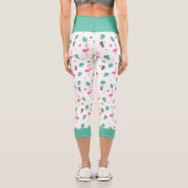 Tropische Blätter Rosa Flamingo bunter Toucan Capri Leggings (Rückseite)