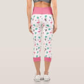 Tropische Blätter Rosa Flamingo bunter Toucan Capri Leggings (Rückseite)